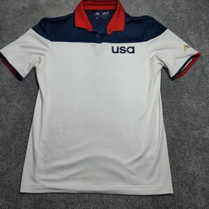 Adidas USA Golf Polo Shirt Mens S Red White Blue Athletic Collared Performance